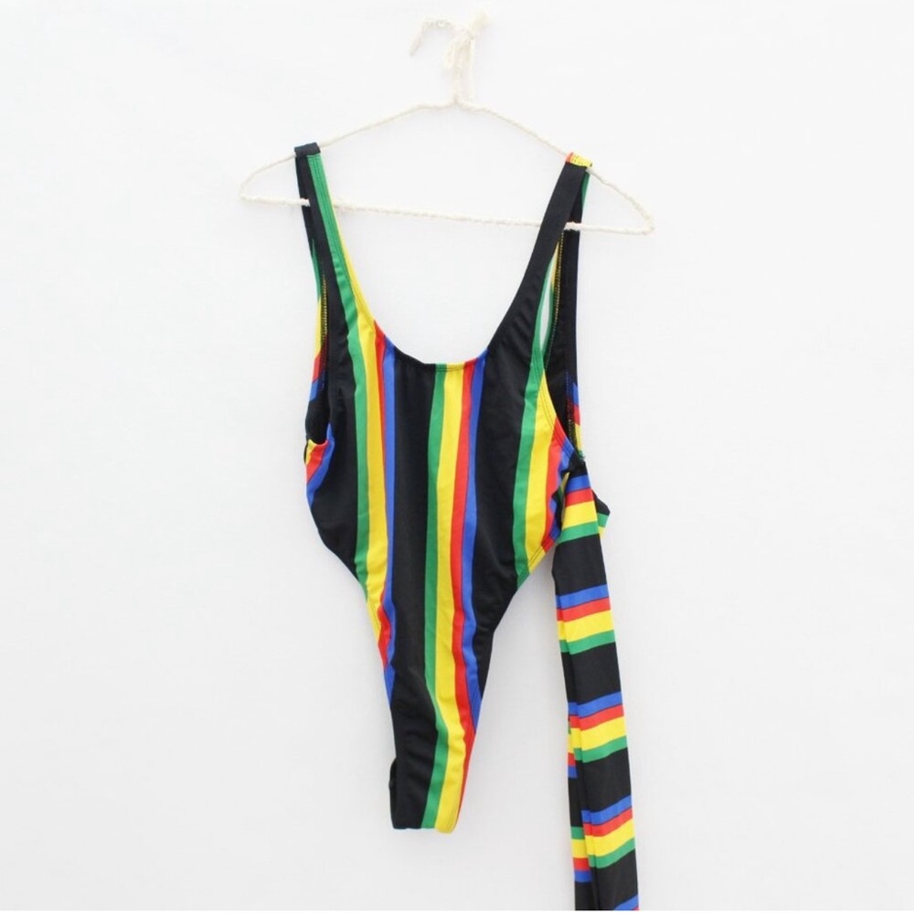 RisK Sol Striped High Leg Cheeky One Piece Swimsuit